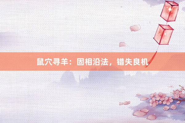 鼠穴寻羊:固相沿法,错失良机